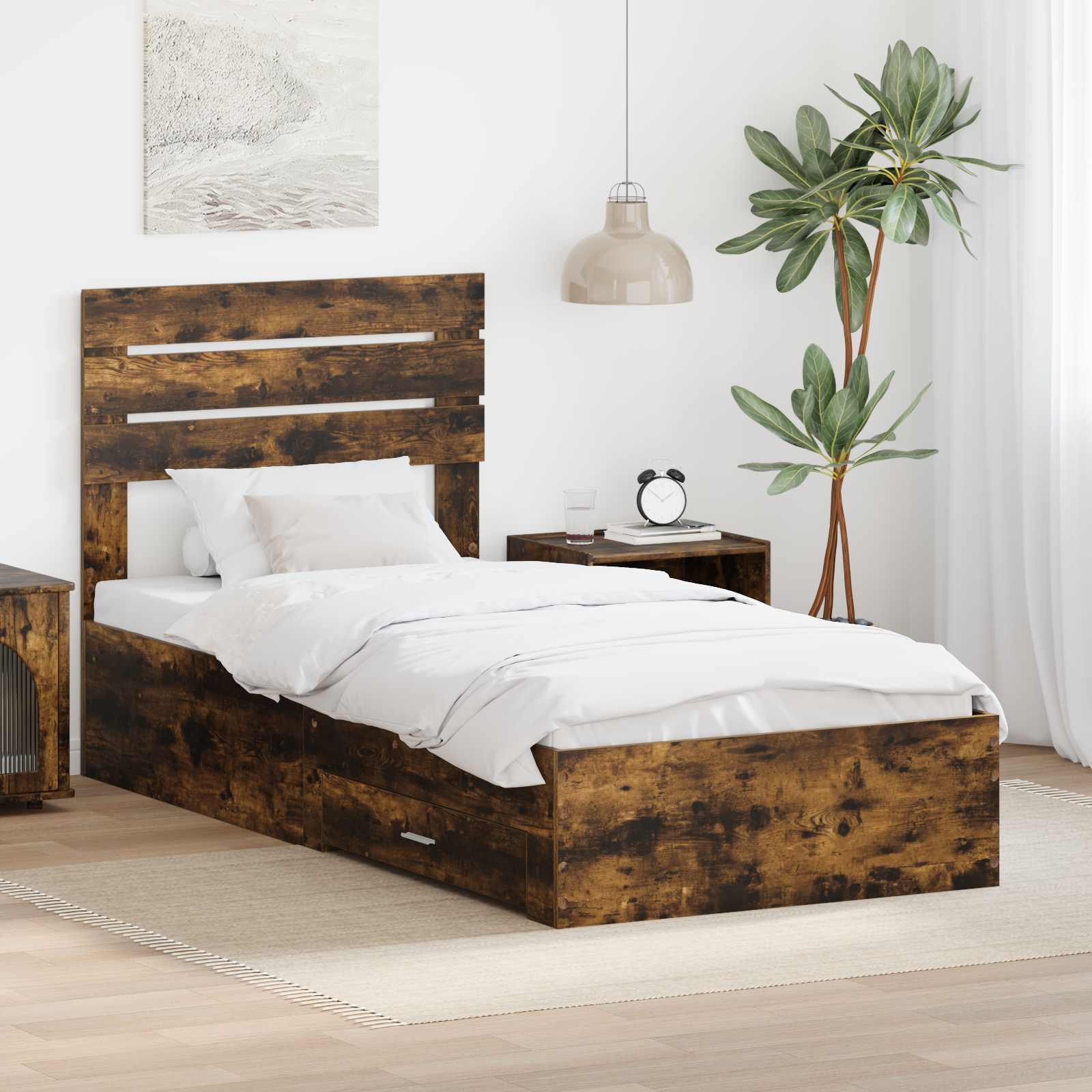 vidaXL Bedframe met lade Wit en Zilver 75 x 190 cm Bewerkt hout