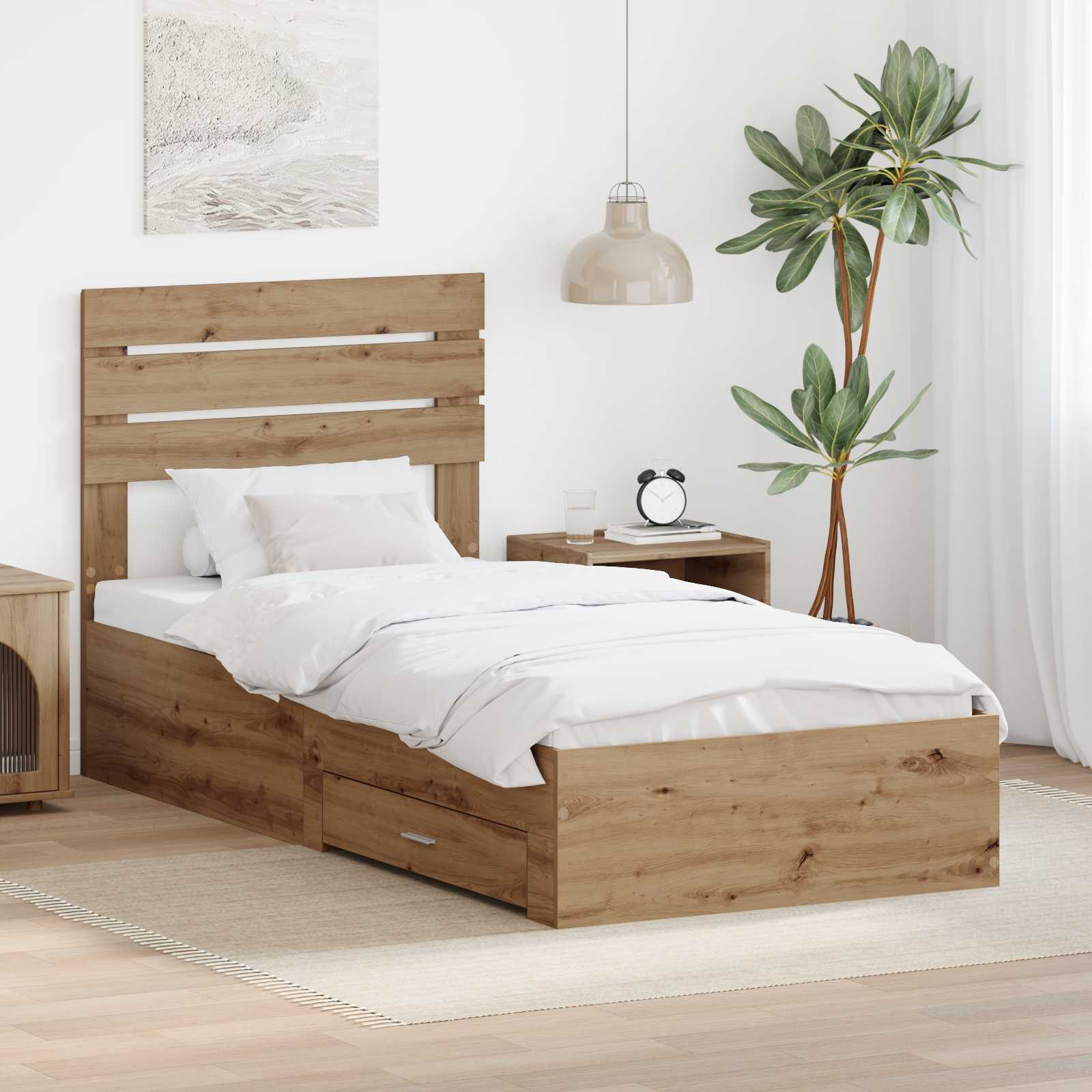 vidaXL Bedframe met lade Wit en Zilver 75 x 190 cm Bewerkt hout