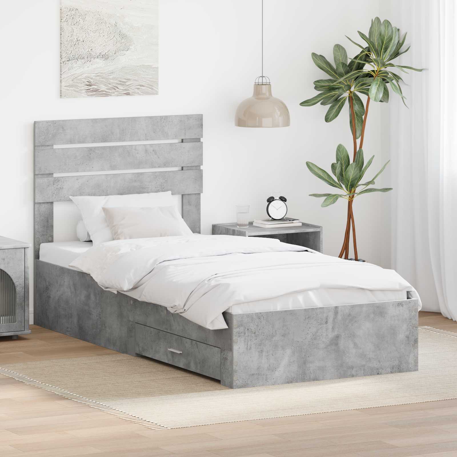 vidaXL Bedframe met lade Wit en Zilver 75 x 190 cm Bewerkt hout