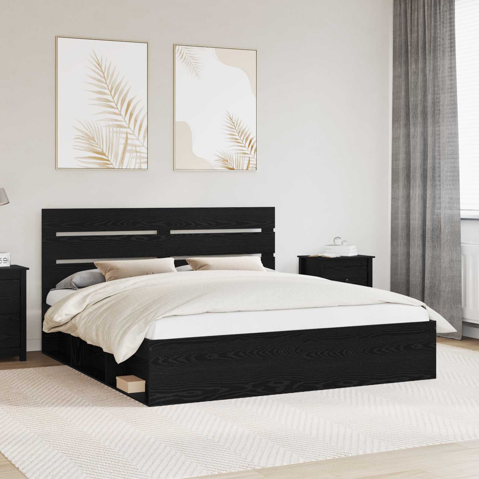 vidaXL Bedframe met hoofdeinde Wit 200 x 200 cm Massief grenenhout