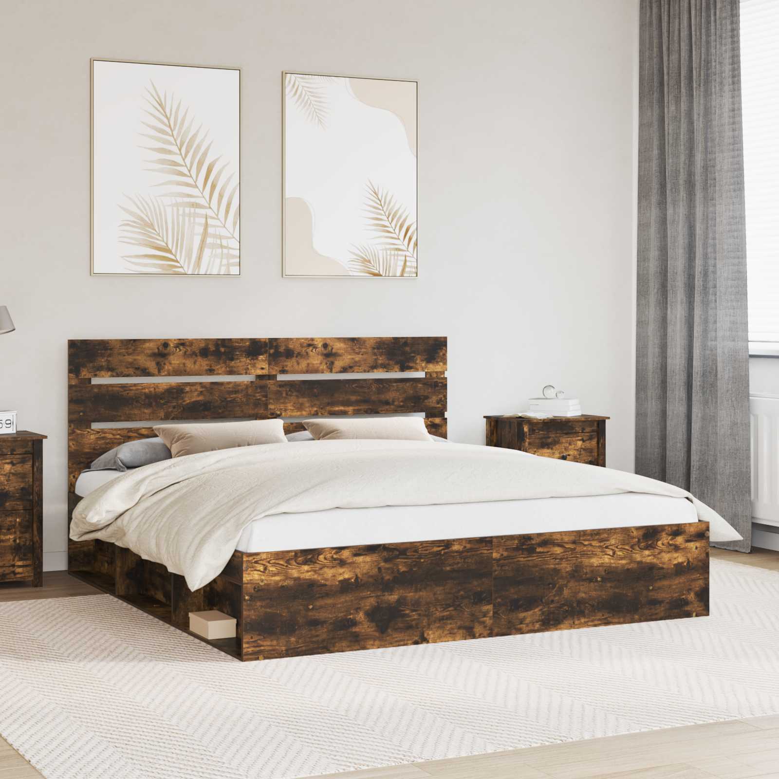 vidaXL Bedframe met hoofdeinde Wit 200 x 200 cm Massief grenenhout