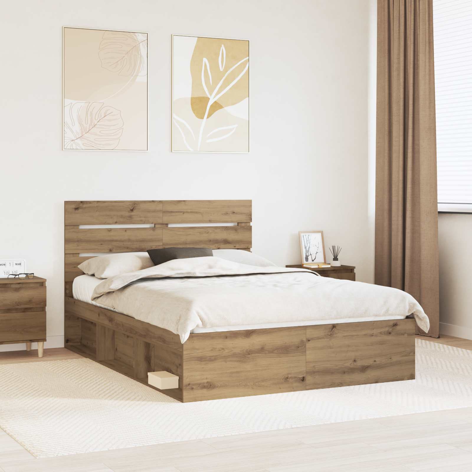 vidaXL Bedframe met hoofdeinde Wit 200 x 200 cm Massief grenenhout