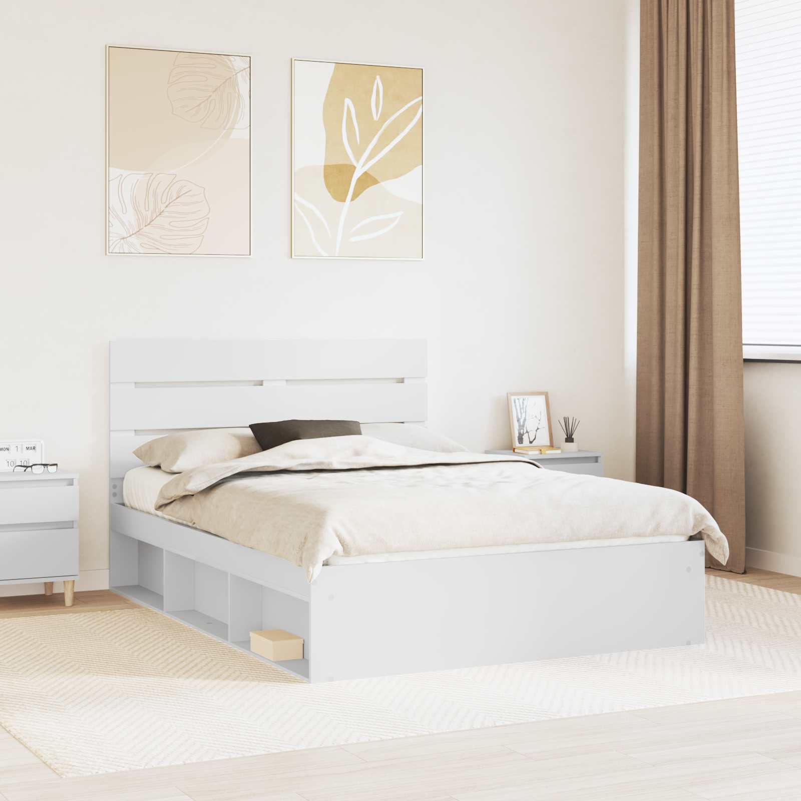 vidaXL Bedframe met hoofdeinde Wit 200 x 200 cm Massief grenenhout