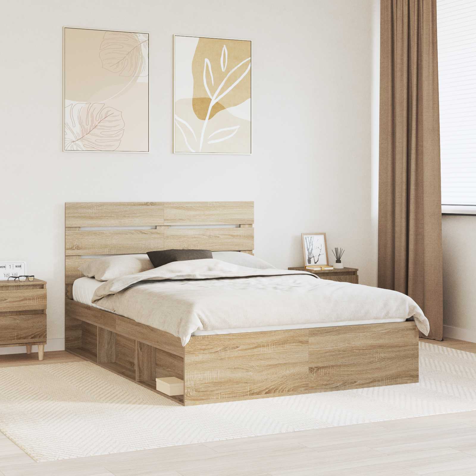 vidaXL Bedframe met hoofdeinde Wit 200 x 200 cm Massief grenenhout