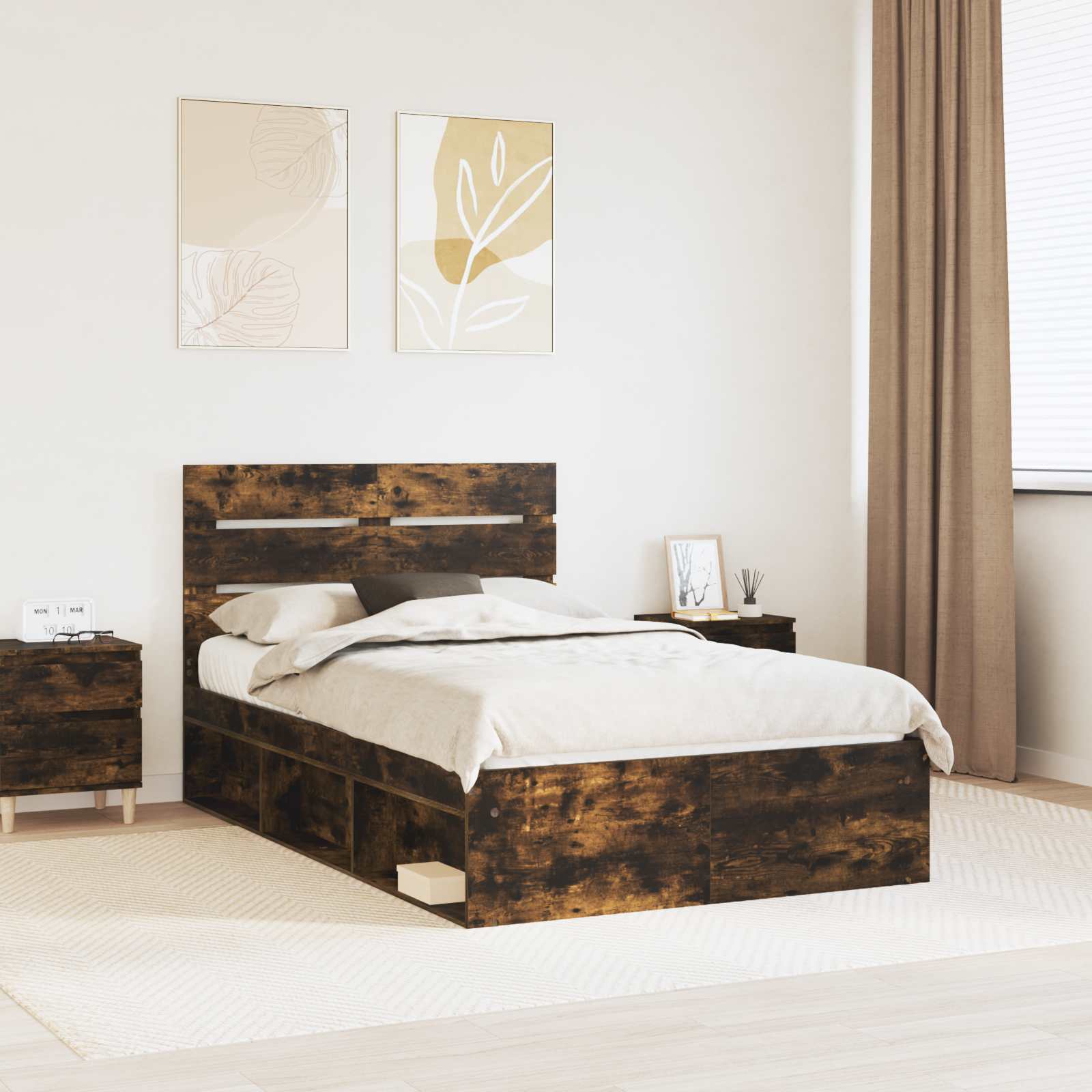 vidaXL Bedframe met hoofdeinde Wit 200 x 200 cm Massief grenenhout
