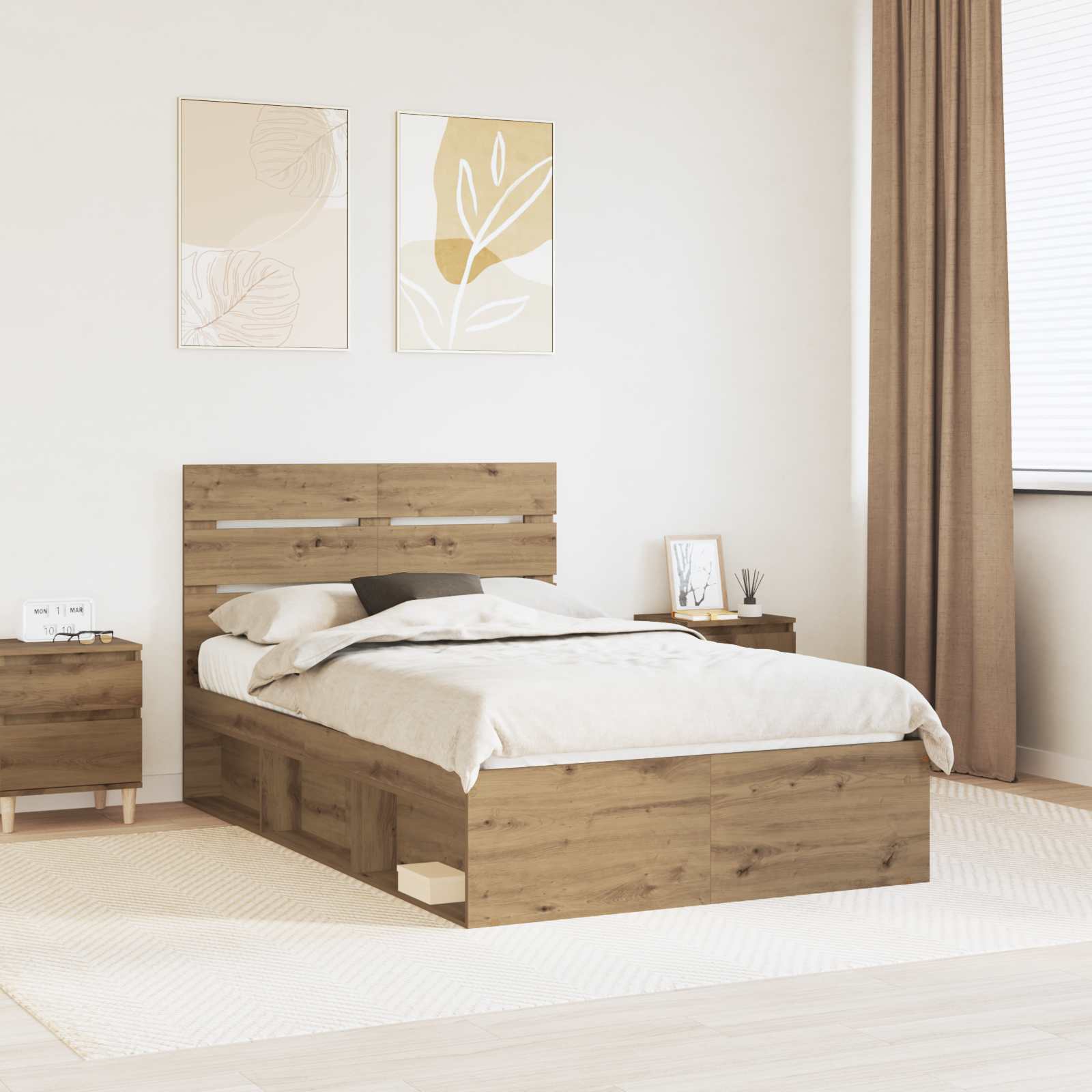 vidaXL Bedframe met hoofdeinde Wit 200 x 200 cm Massief grenenhout