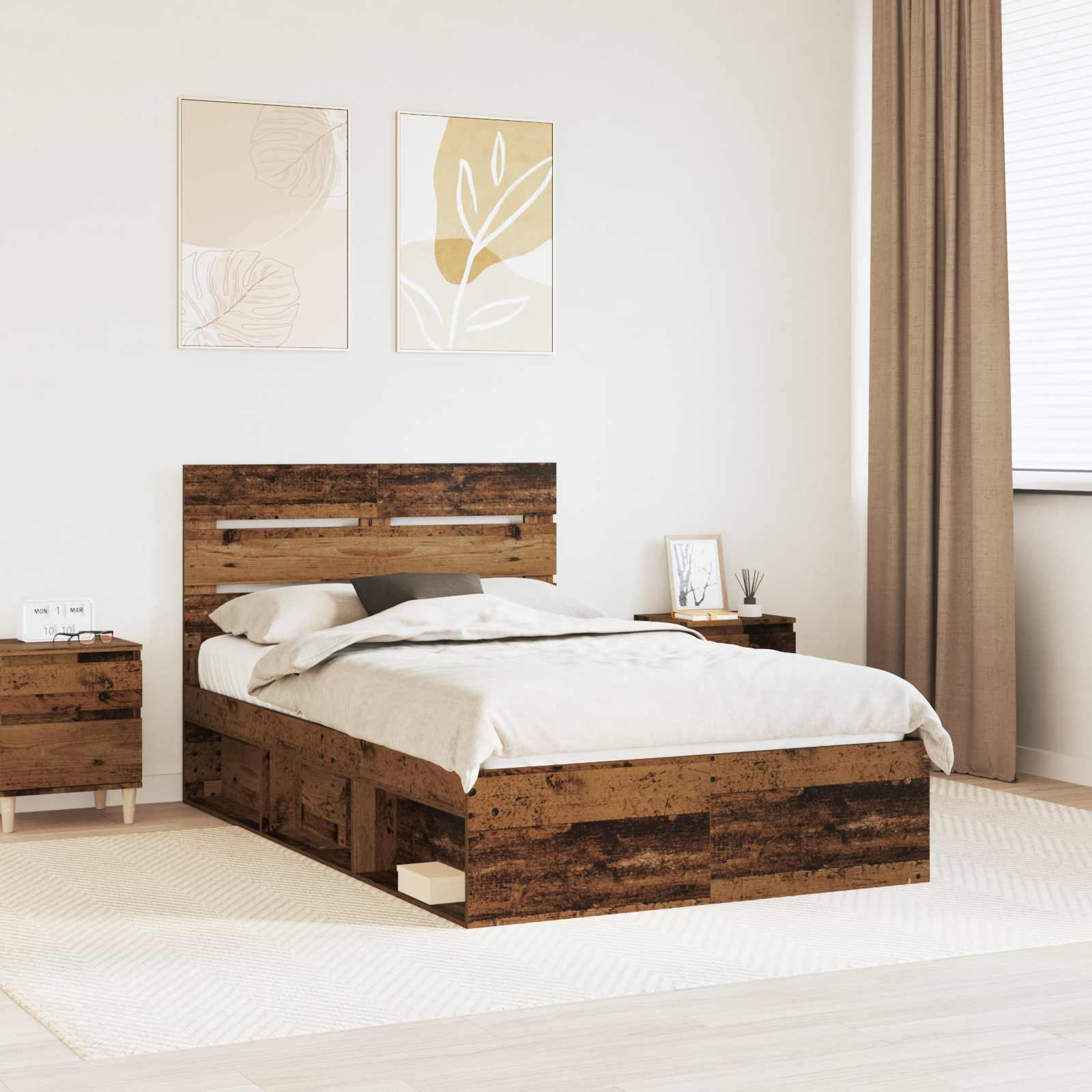 vidaXL Bedframe met hoofdeinde Wit 200 x 200 cm Massief grenenhout