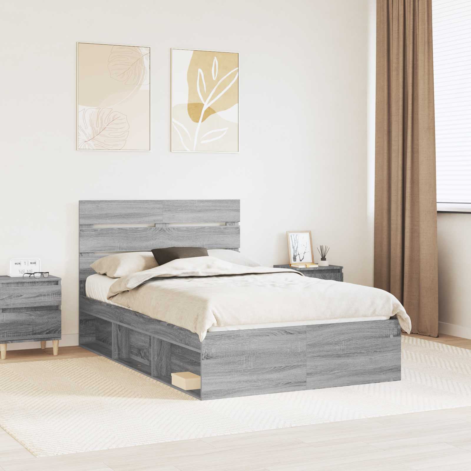 vidaXL Bedframe met hoofdeinde Wit 200 x 200 cm Massief grenenhout