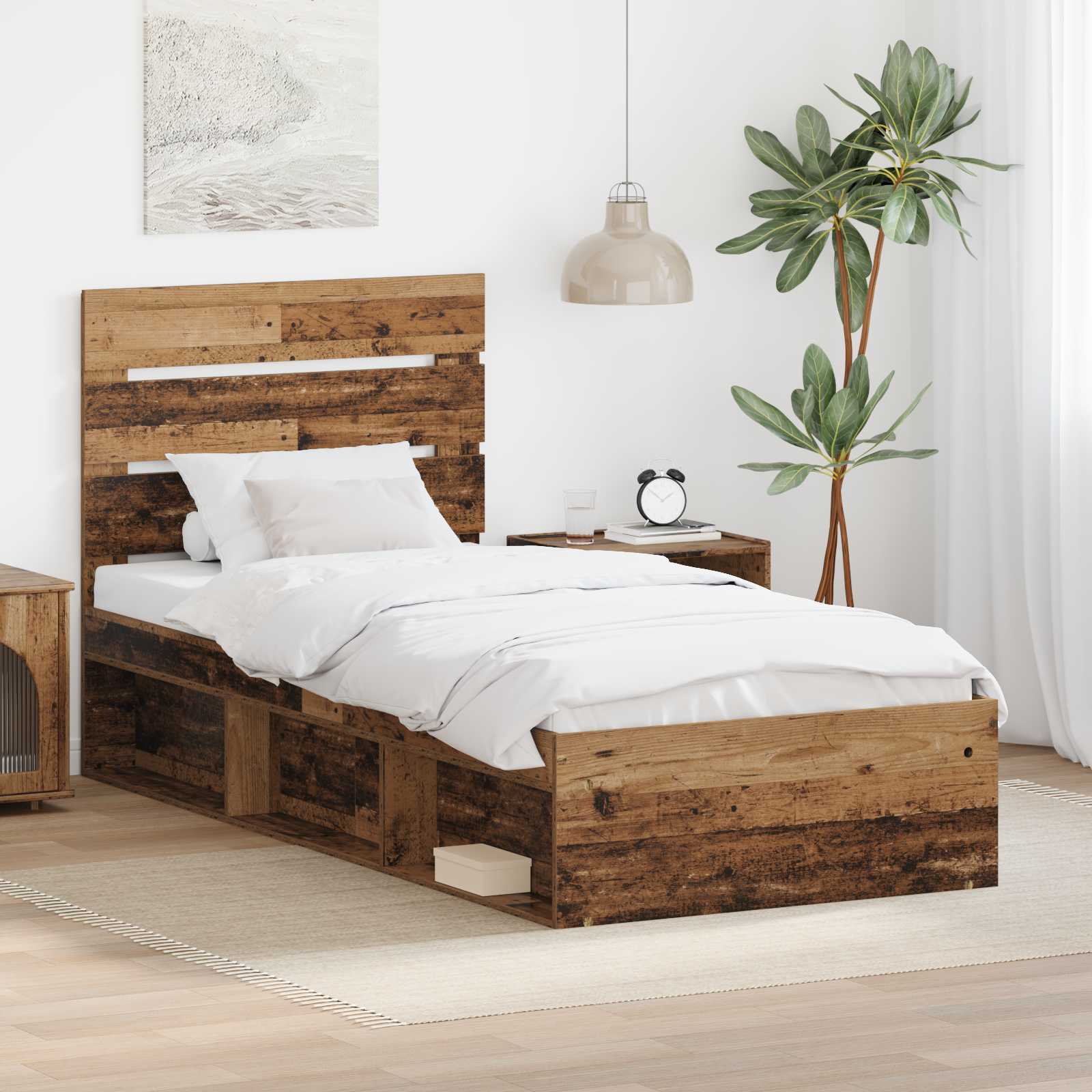 vidaXL Bedframe met hoofdeinde Wit 200 x 200 cm Massief grenenhout