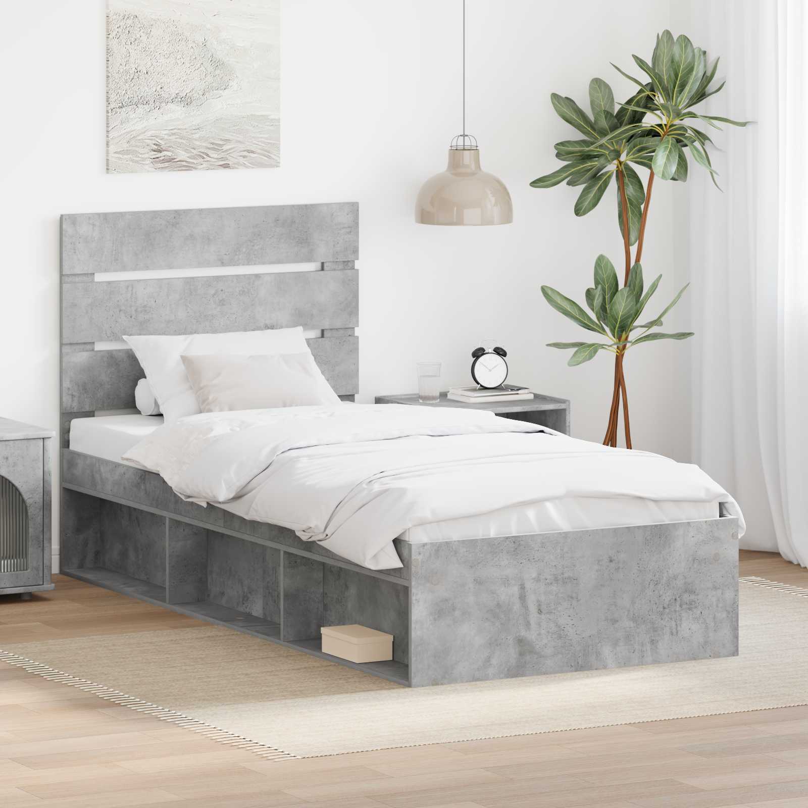 vidaXL Bedframe met hoofdeinde Wit 200 x 200 cm Massief grenenhout