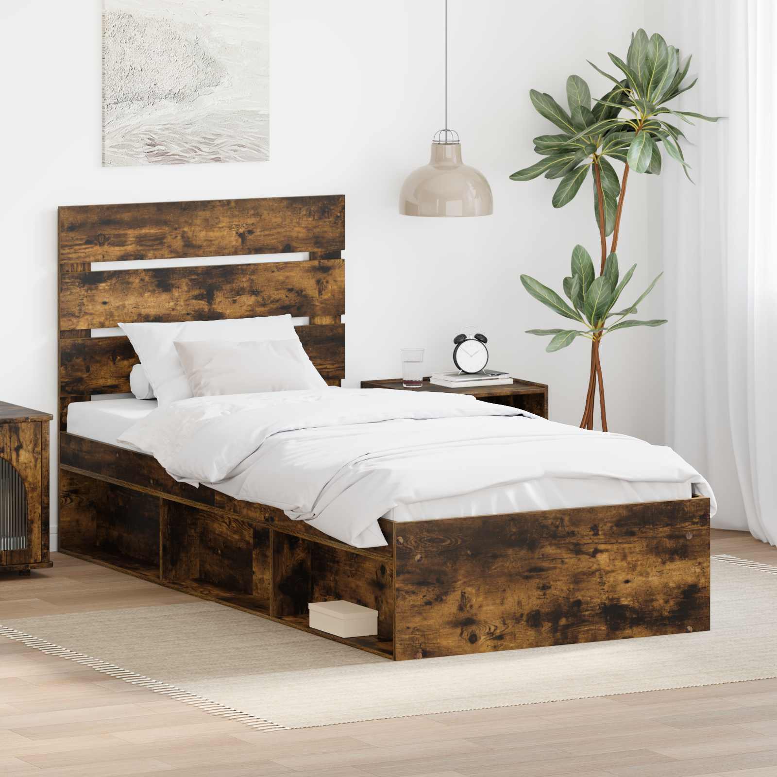 vidaXL Bedframe met hoofdeinde Wit 200 x 200 cm Massief grenenhout