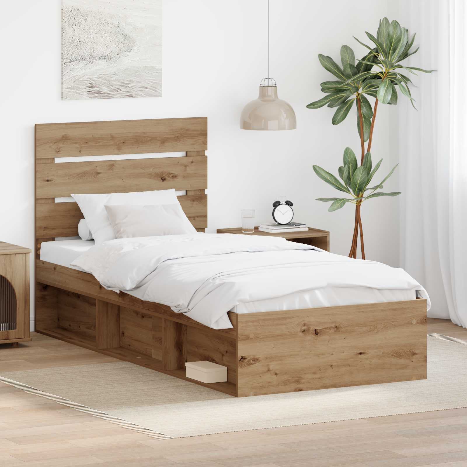 vidaXL Bedframe met hoofdeinde Wit 200 x 200 cm Massief grenenhout