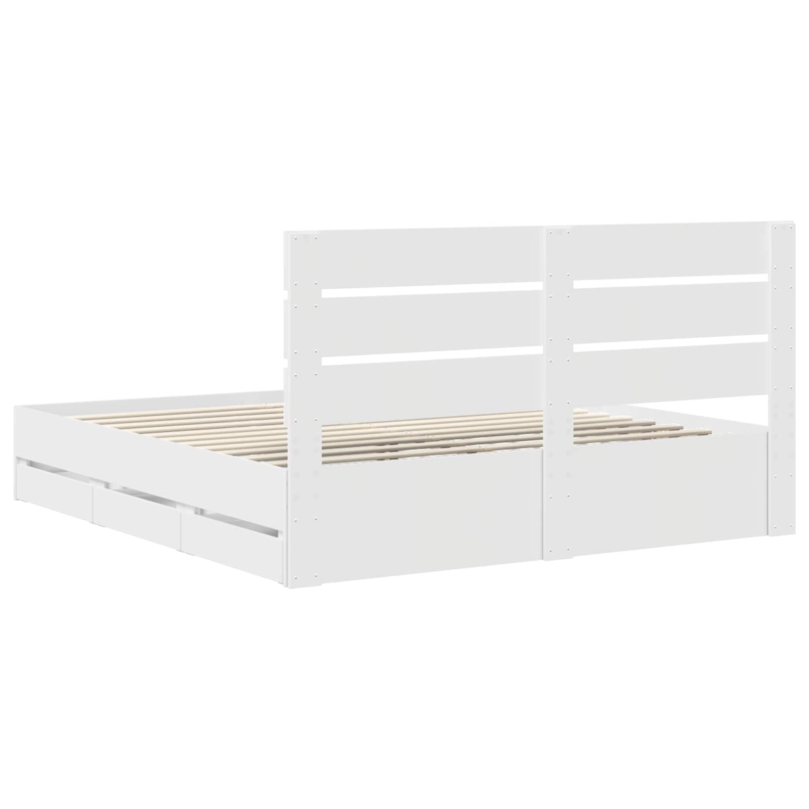 vidaXL Bedframe met lade met opslag Wit 200 x 200 cm Ingenieurshout