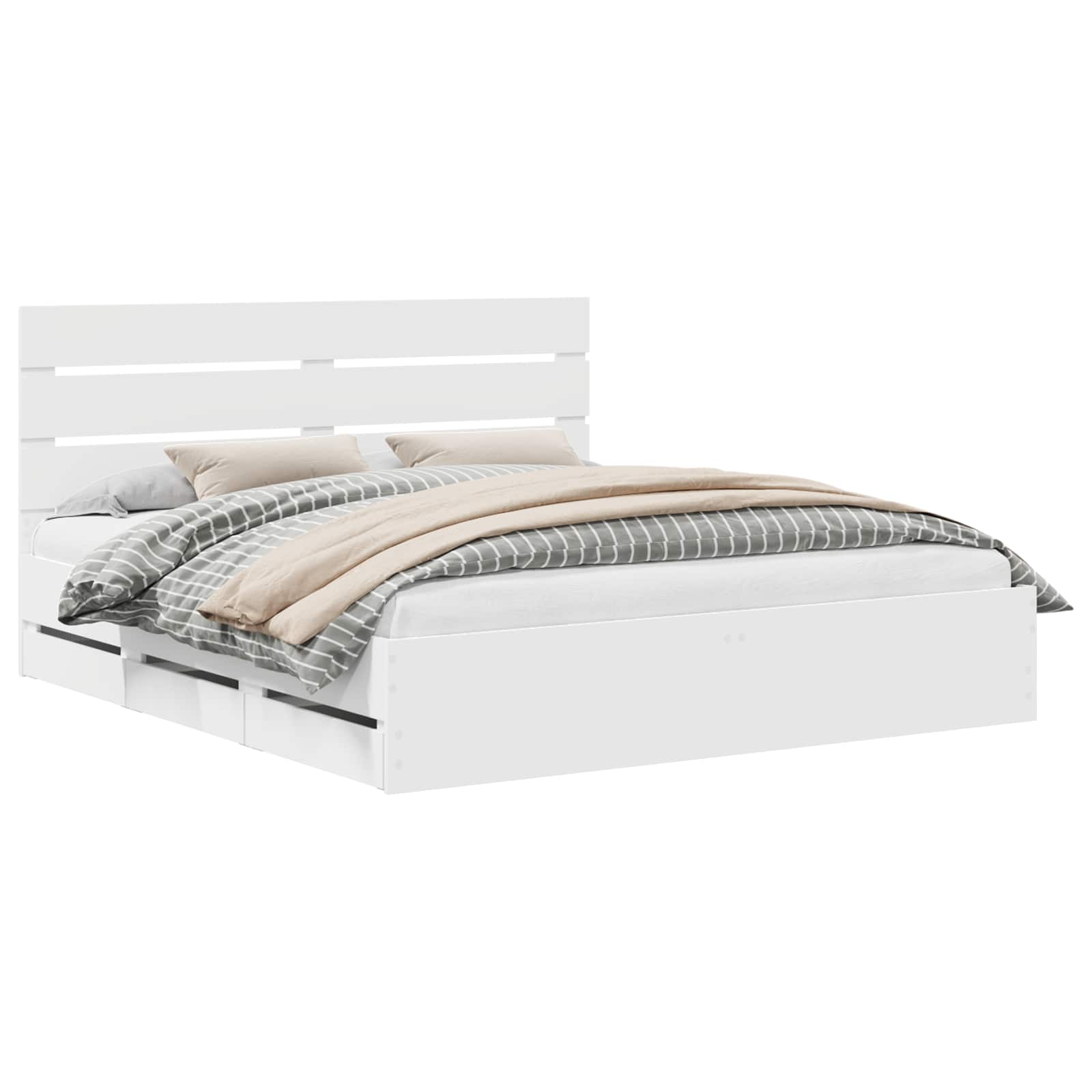 vidaXL Bedframe met lade met opslag Wit 200 x 200 cm Ingenieurshout
