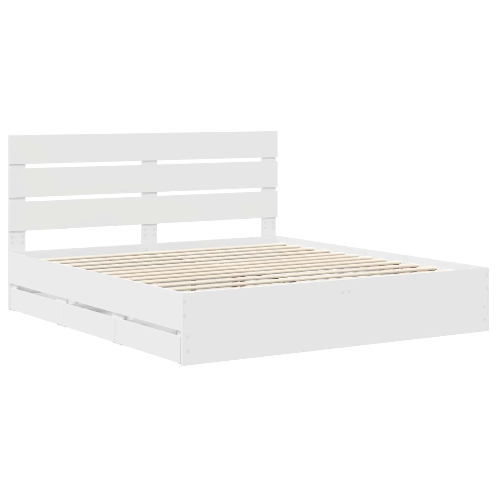 vidaXL Bedframe met lade met opslag Wit 200 x 200 cm Ingenieurshout