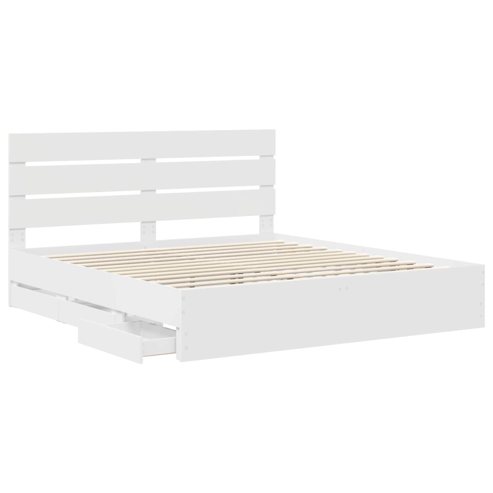 vidaXL Bedframe met lade met opslag Wit 200 x 200 cm Ingenieurshout