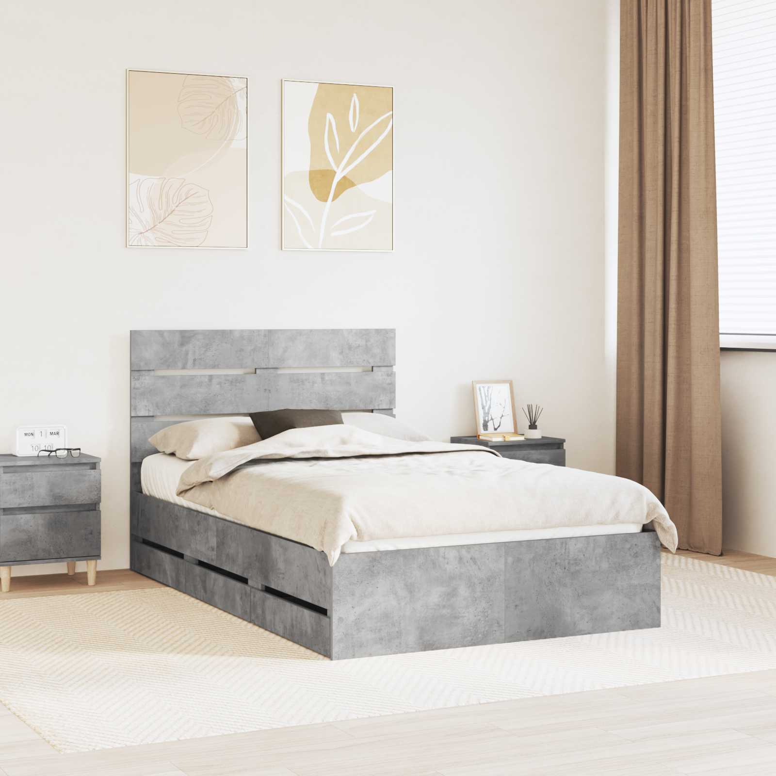 vidaXL Bedframe met lade met opslag Wit 200 x 200 cm Ingenieurshout
