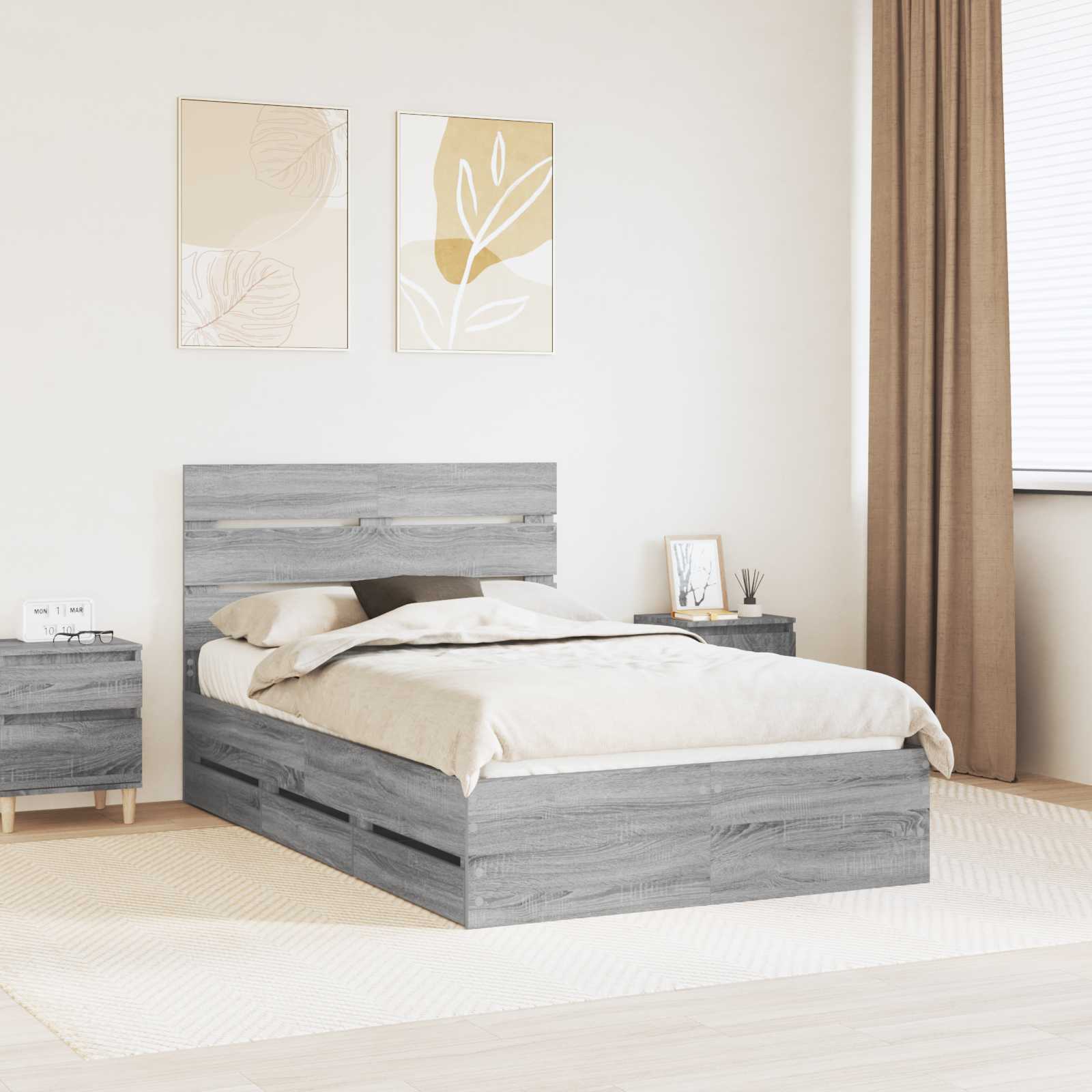 vidaXL Bedframe met lade met opslag Wit 200 x 200 cm Ingenieurshout