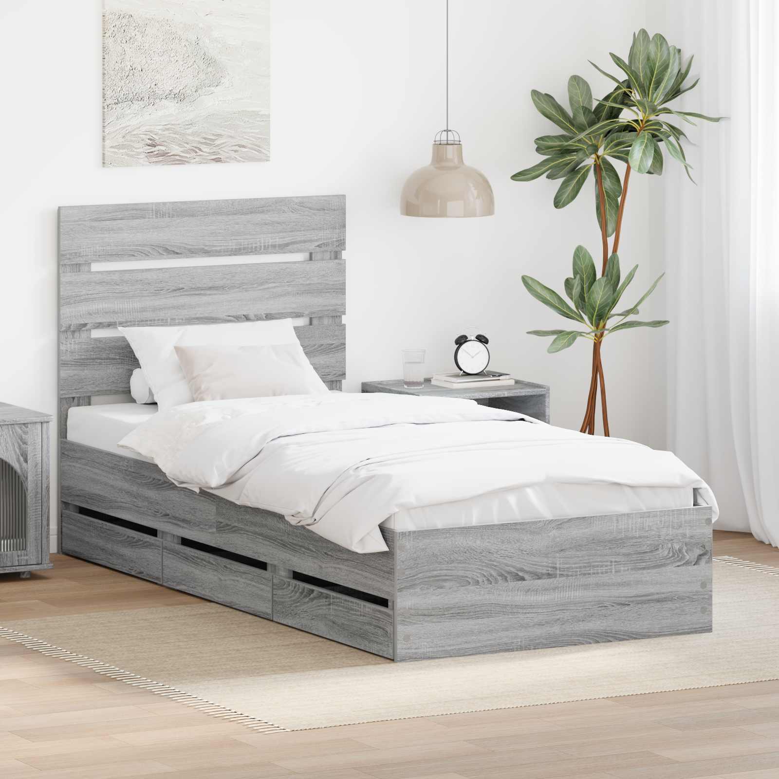 vidaXL Bedframe met lade met opslag Wit 200 x 200 cm Ingenieurshout