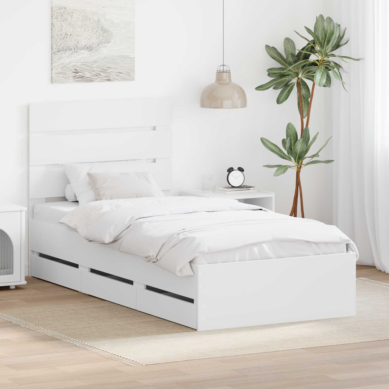 vidaXL Bedframe met lade met opslag Wit 200 x 200 cm Ingenieurshout