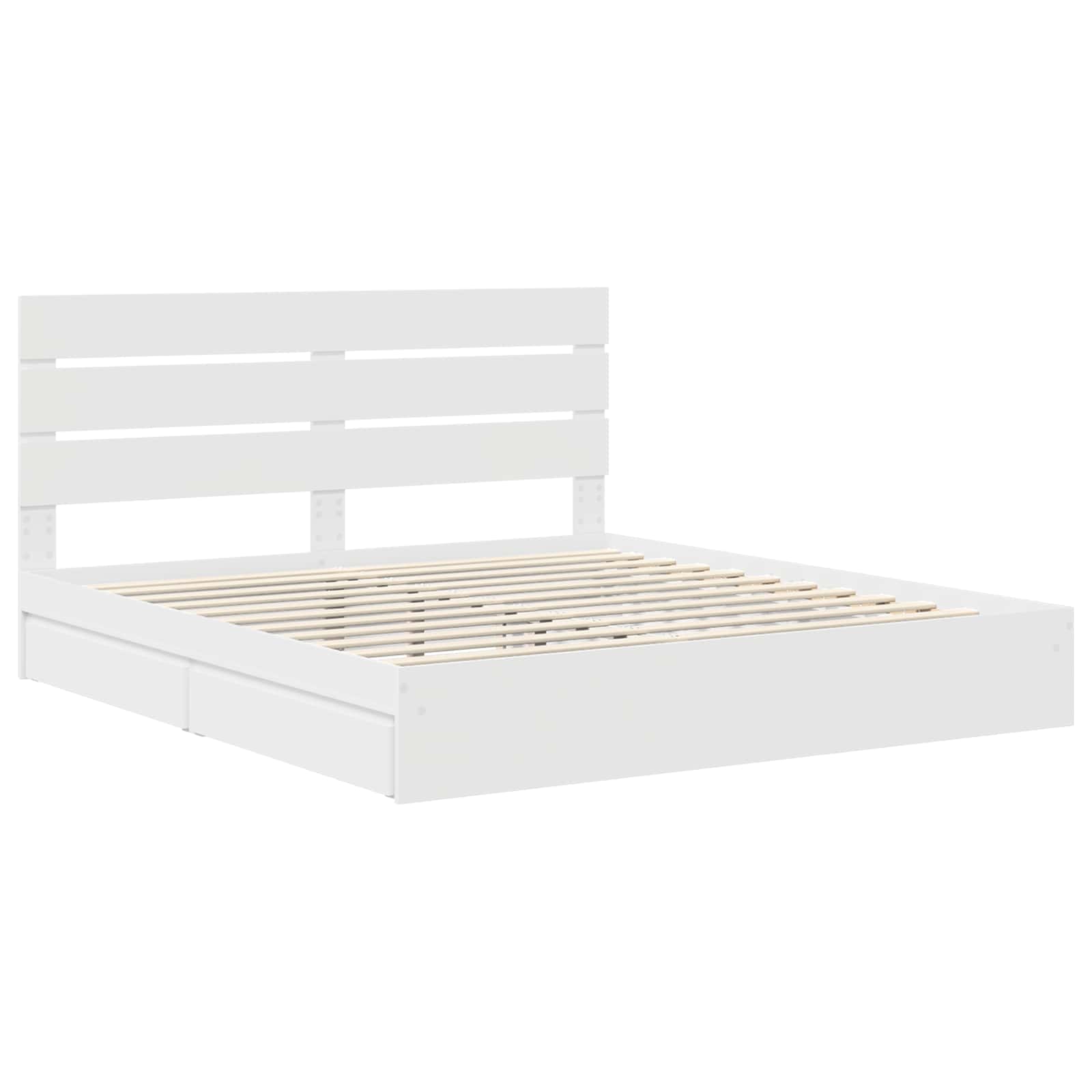 vidaXL Opslag bed met hoofdeinde Wit 200 x 200 cm Bewerkt hout
