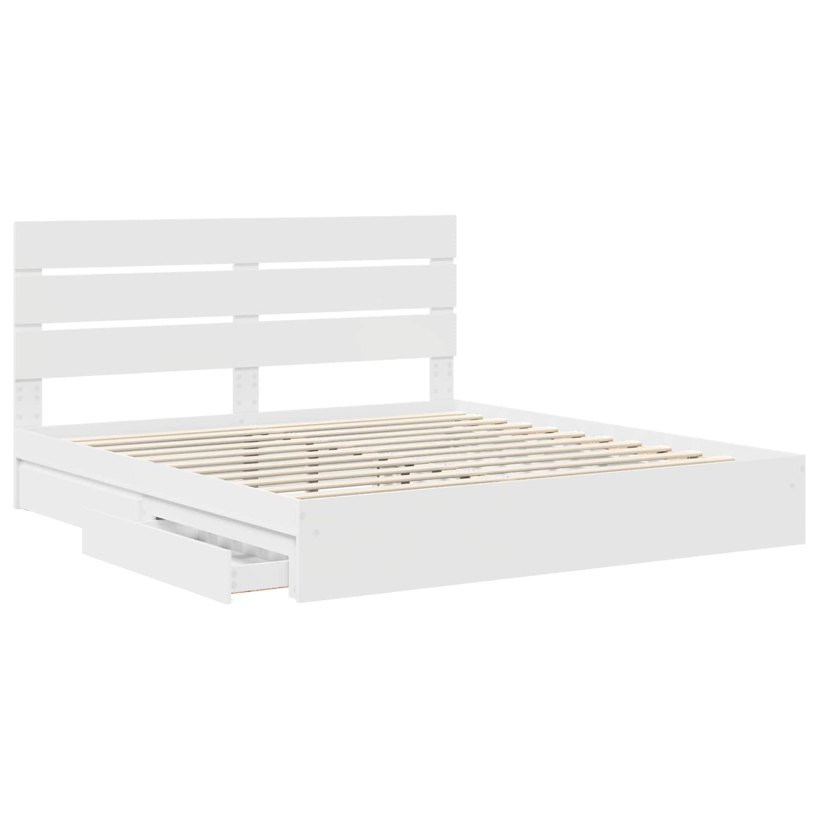 vidaXL Opslag bed met hoofdeinde Wit 200 x 200 cm Bewerkt hout
