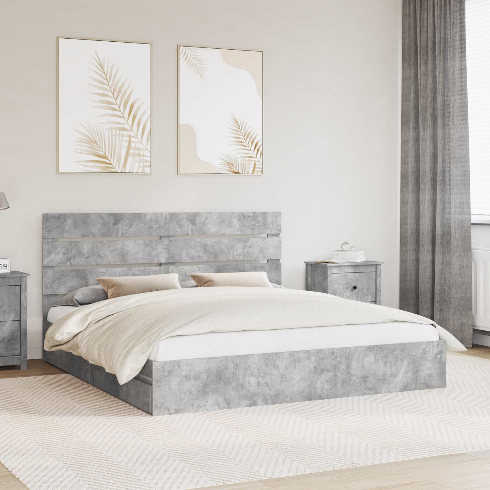 vidaXL Opslag bed met hoofdeinde Wit 200 x 200 cm Bewerkt hout
