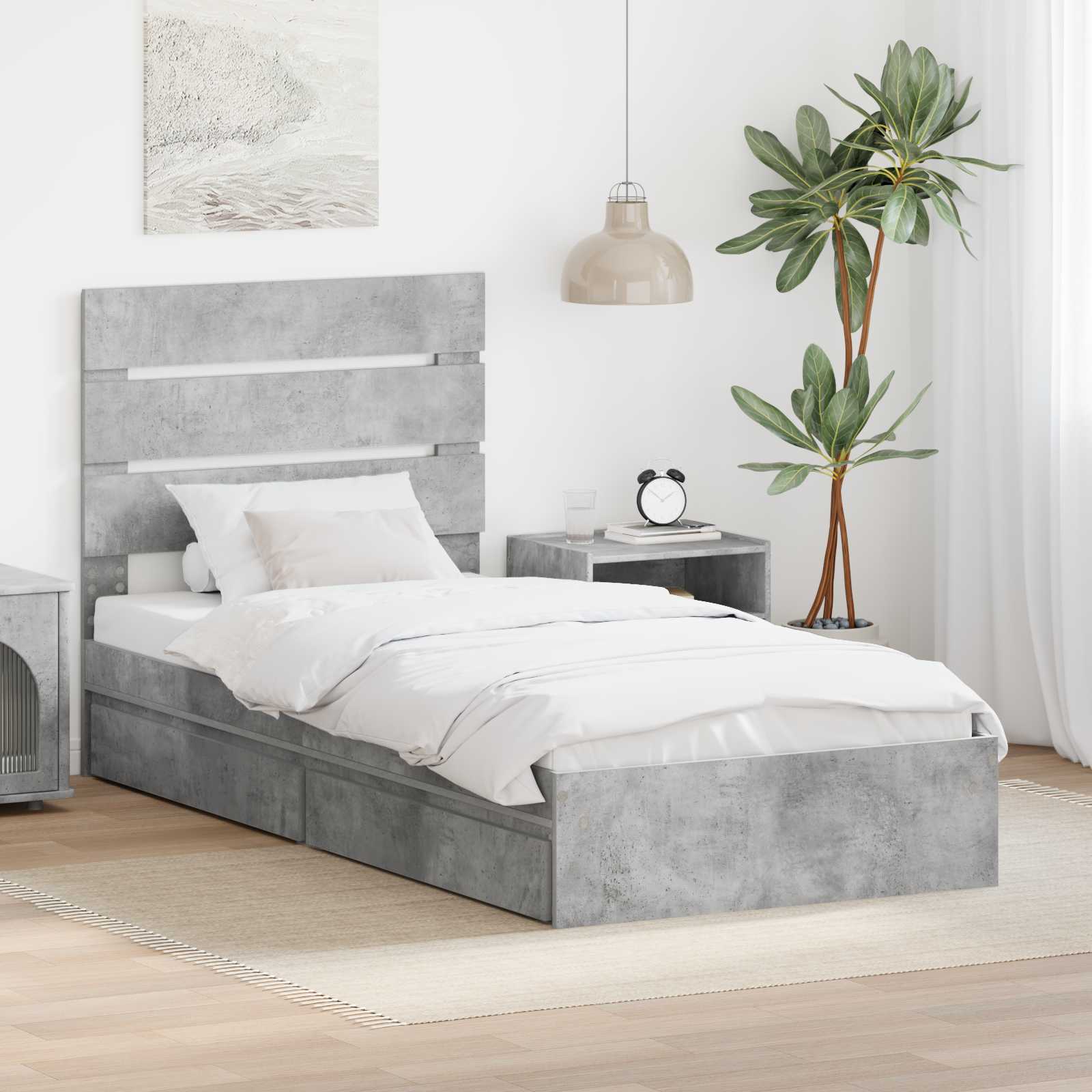 vidaXL Opslag bed met hoofdeinde Wit 200 x 200 cm Bewerkt hout