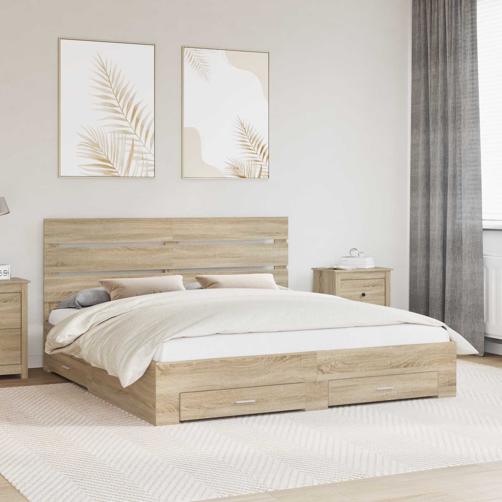 vidaXL Bedframe met lade Wit en Zilver 75 x 190 cm Bewerkt hout