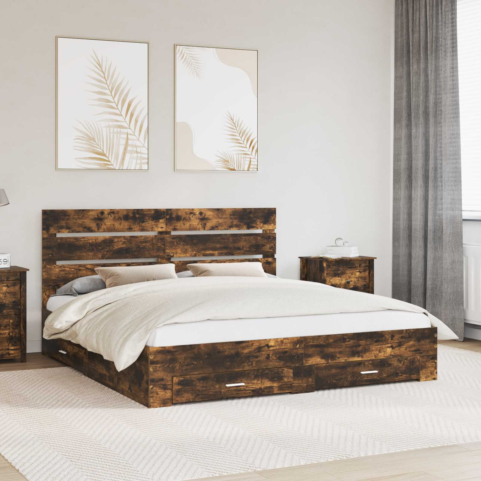 vidaXL Bedframe met lade Wit en Zilver 75 x 190 cm Bewerkt hout