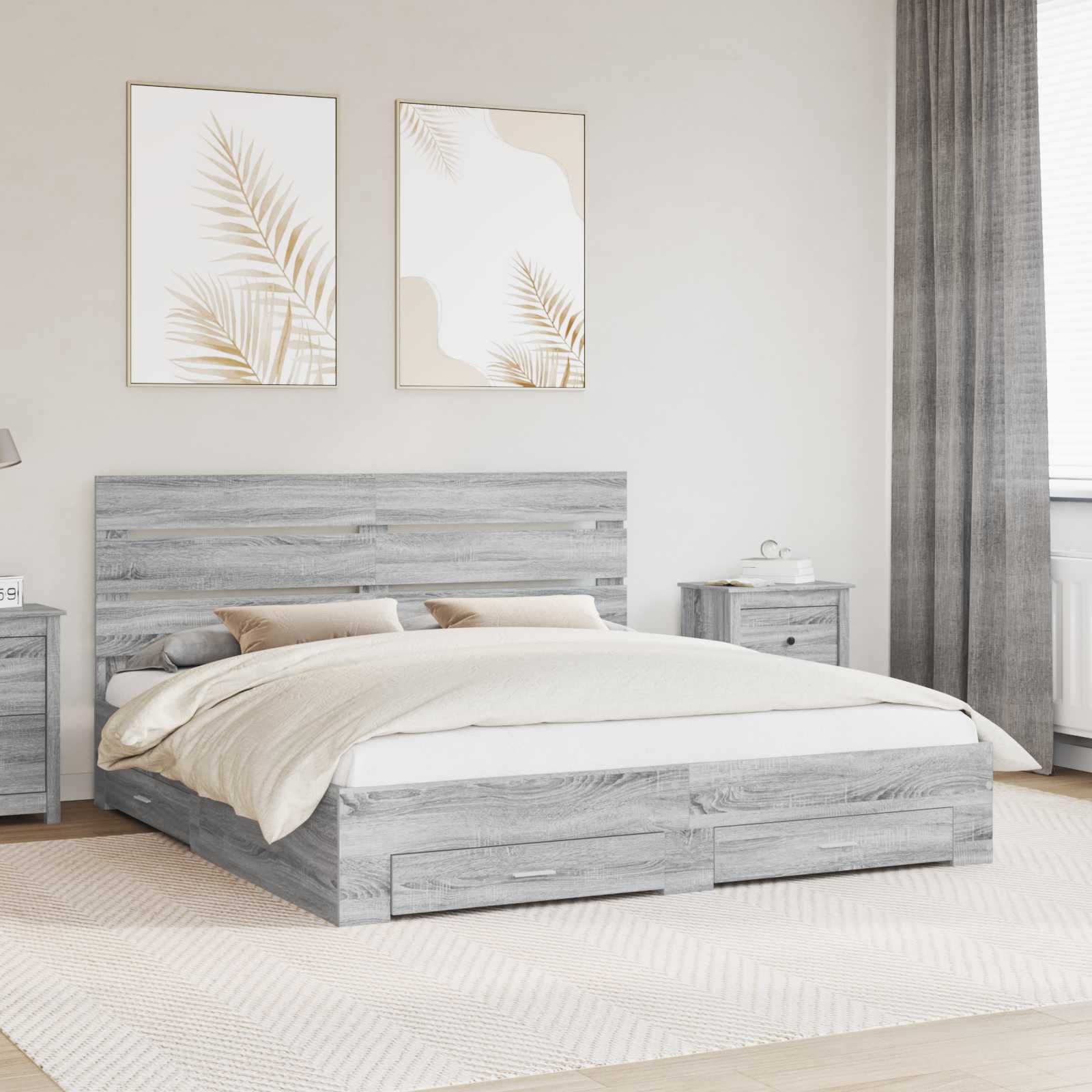 vidaXL Bedframe met lade Wit en Zilver 75 x 190 cm Bewerkt hout
