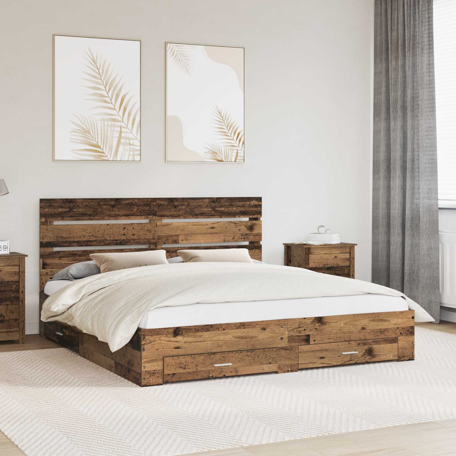 vidaXL Bedframe met lade Wit en Zilver 75 x 190 cm Bewerkt hout