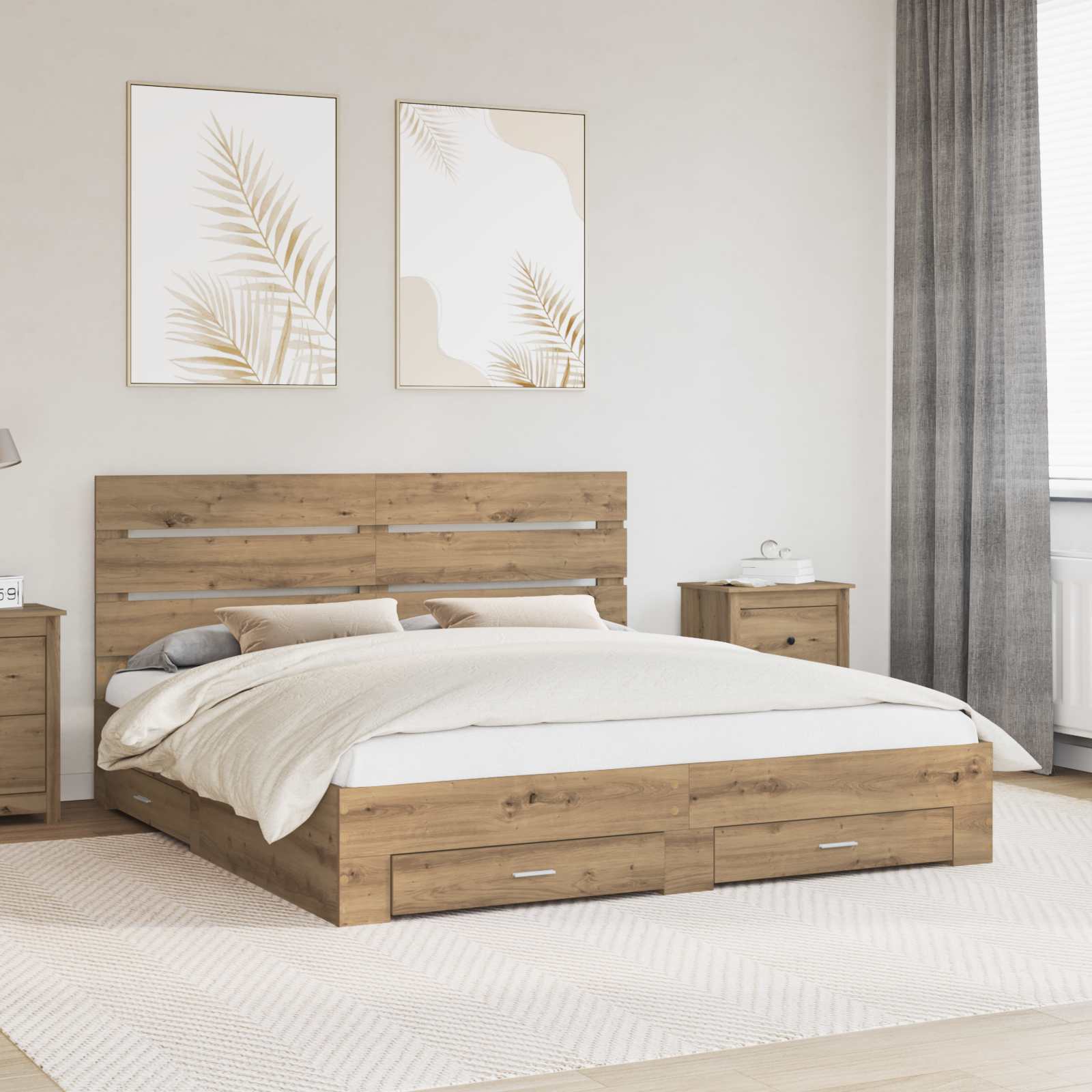 vidaXL Bedframe met lade Wit en Zilver 75 x 190 cm Bewerkt hout