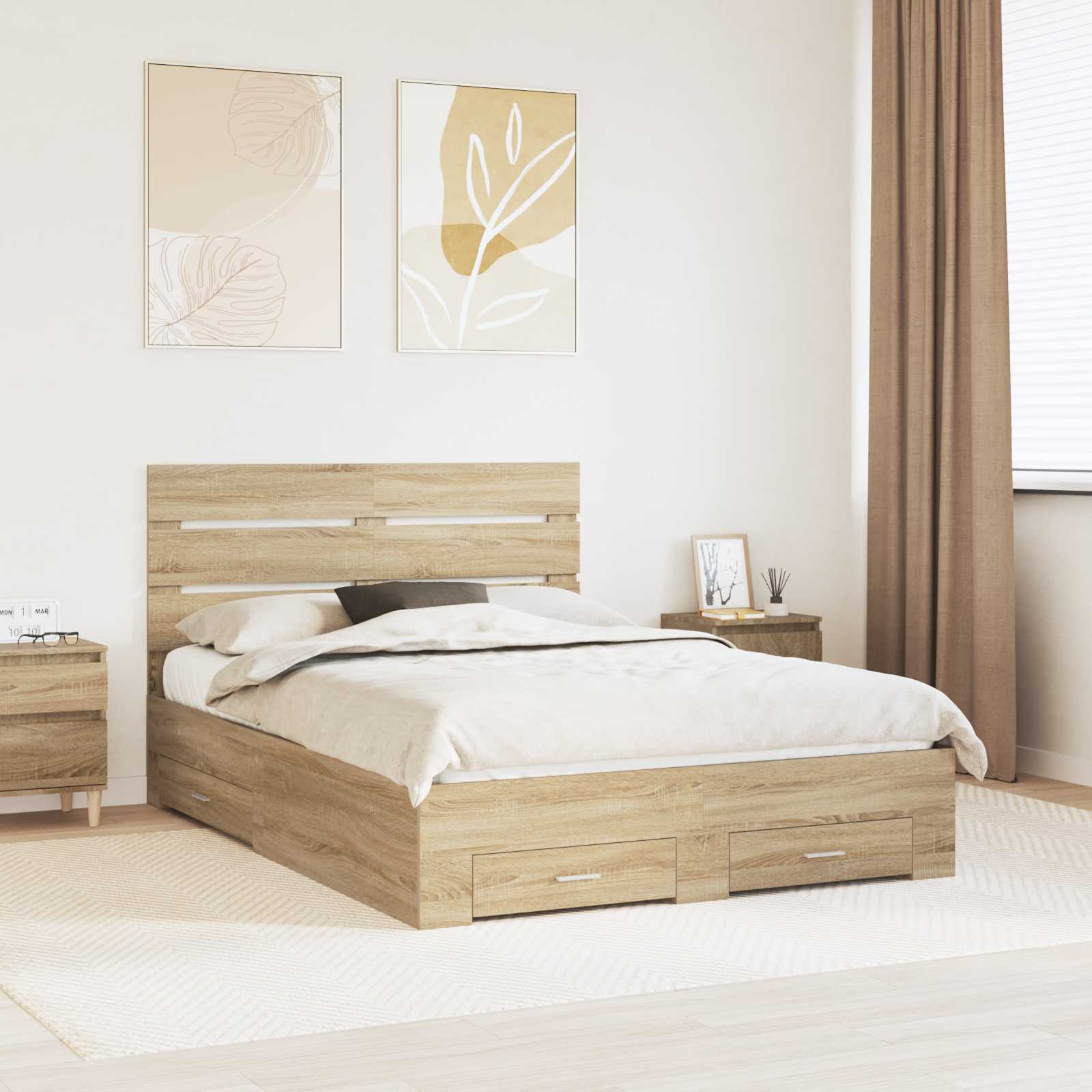 vidaXL Bedframe met lade Wit en Zilver 75 x 190 cm Bewerkt hout