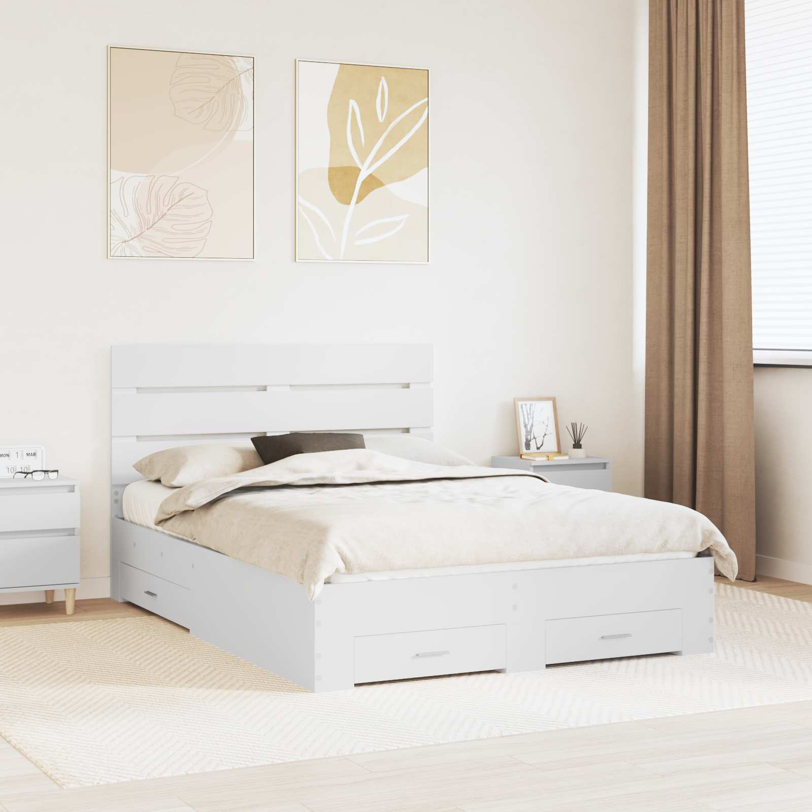 vidaXL Bedframe met lade Wit en Zilver 75 x 190 cm Bewerkt hout