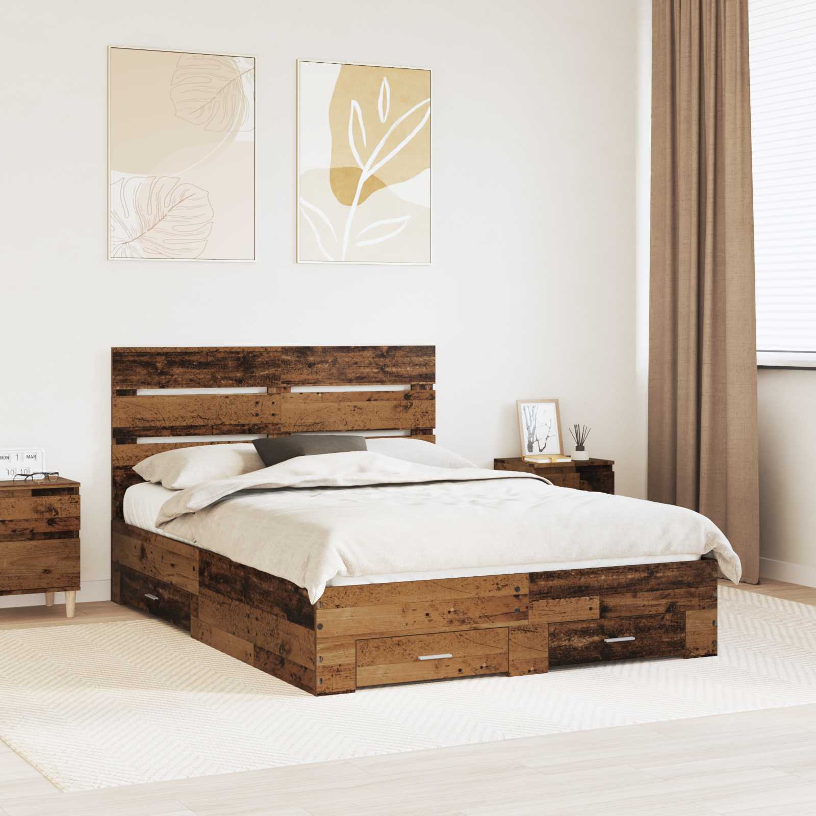 vidaXL Bedframe met lade Wit en Zilver 75 x 190 cm Bewerkt hout