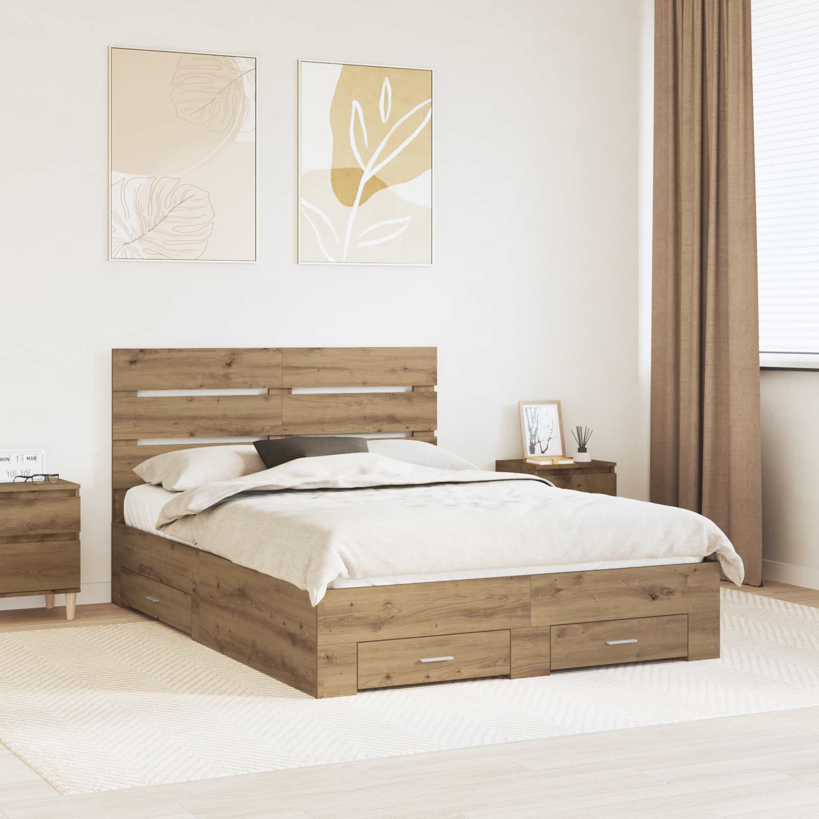 vidaXL Bedframe met lade Wit en Zilver 75 x 190 cm Bewerkt hout
