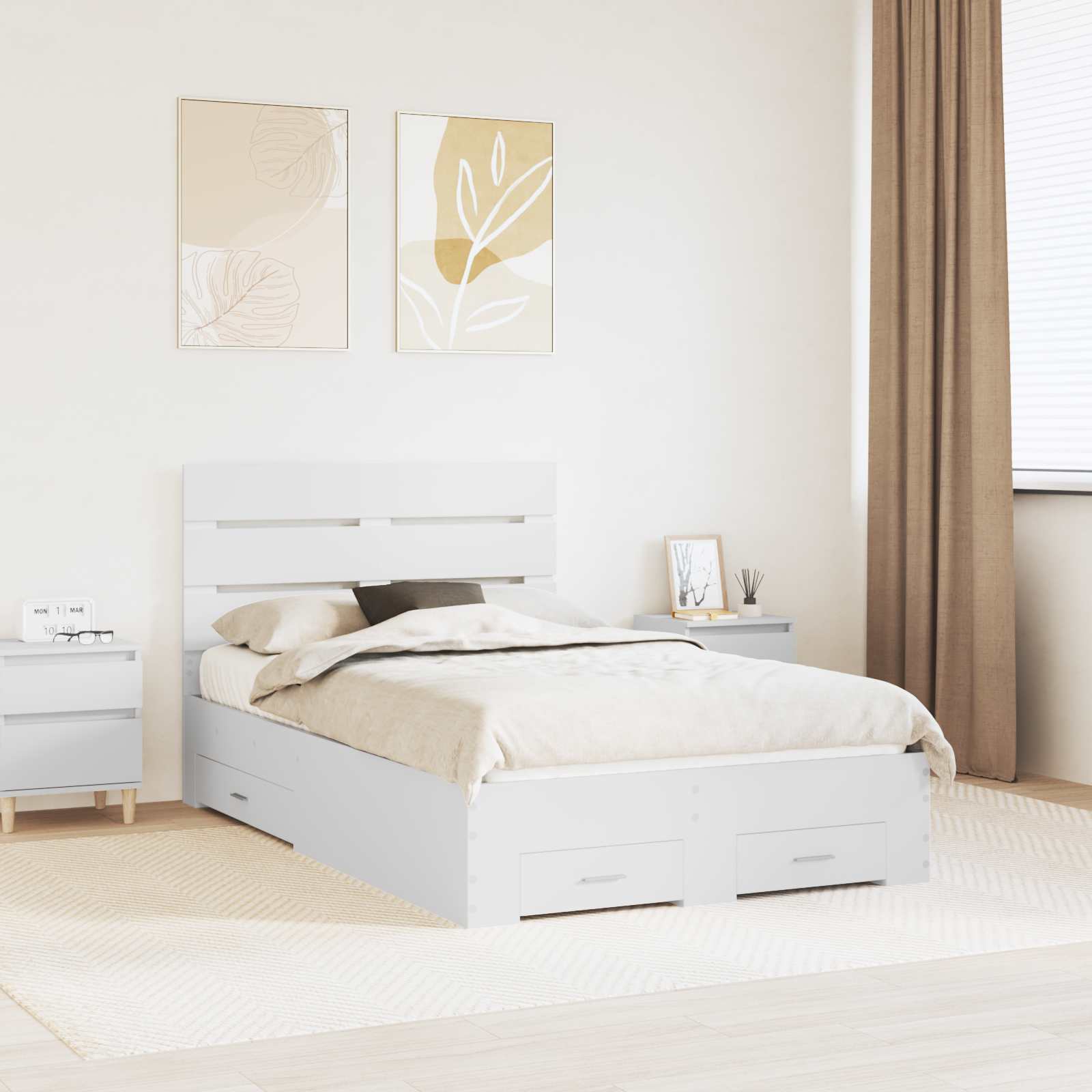 vidaXL Bedframe met lade Wit en Zilver 75 x 190 cm Bewerkt hout
