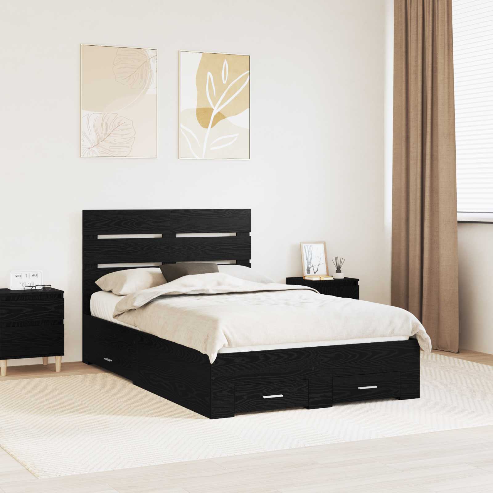 vidaXL Bedframe met lade Wit en Zilver 75 x 190 cm Bewerkt hout