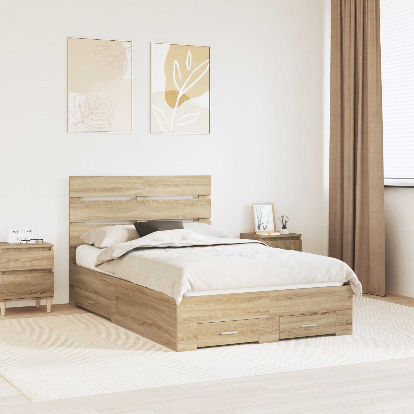 vidaXL Bedframe met lade Wit en Zilver 75 x 190 cm Bewerkt hout