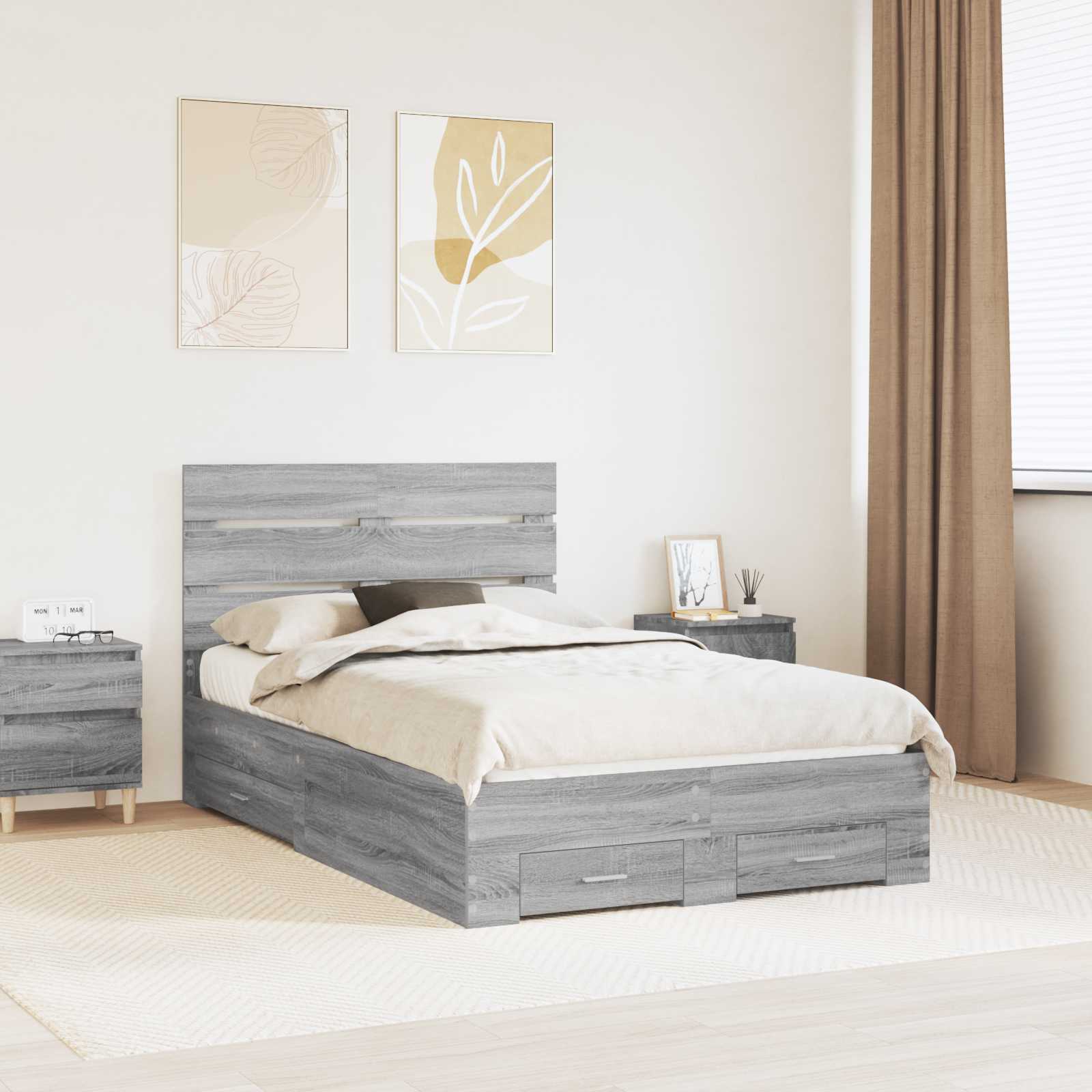 vidaXL Bedframe met lade Wit en Zilver 75 x 190 cm Bewerkt hout