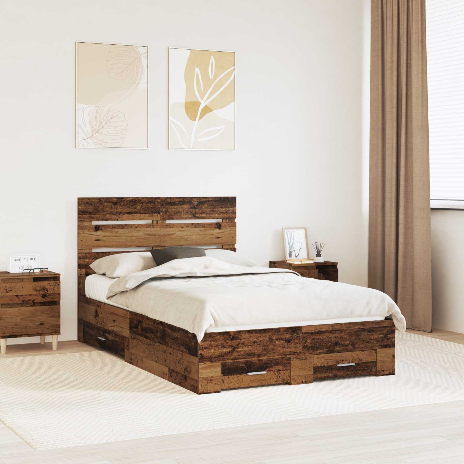 vidaXL Bedframe met lade Wit en Zilver 75 x 190 cm Bewerkt hout