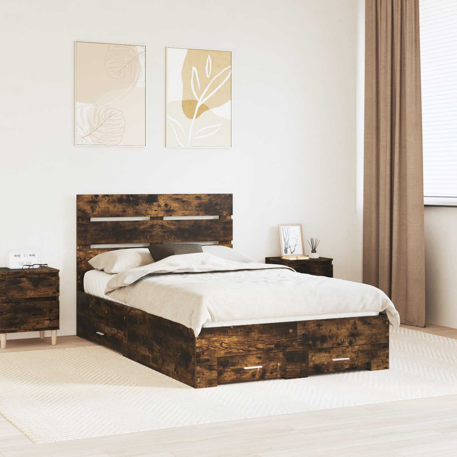 vidaXL Bedframe met lade Wit en Zilver 75 x 190 cm Bewerkt hout