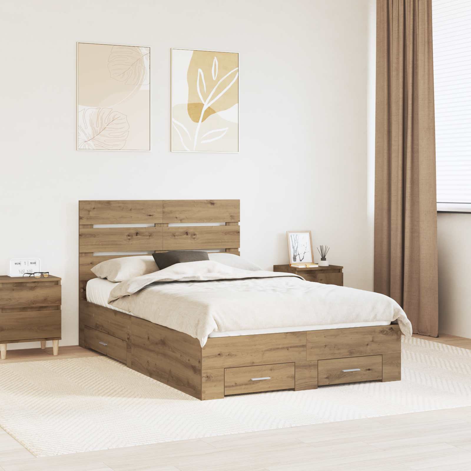 vidaXL Bedframe met lade Wit en Zilver 75 x 190 cm Bewerkt hout