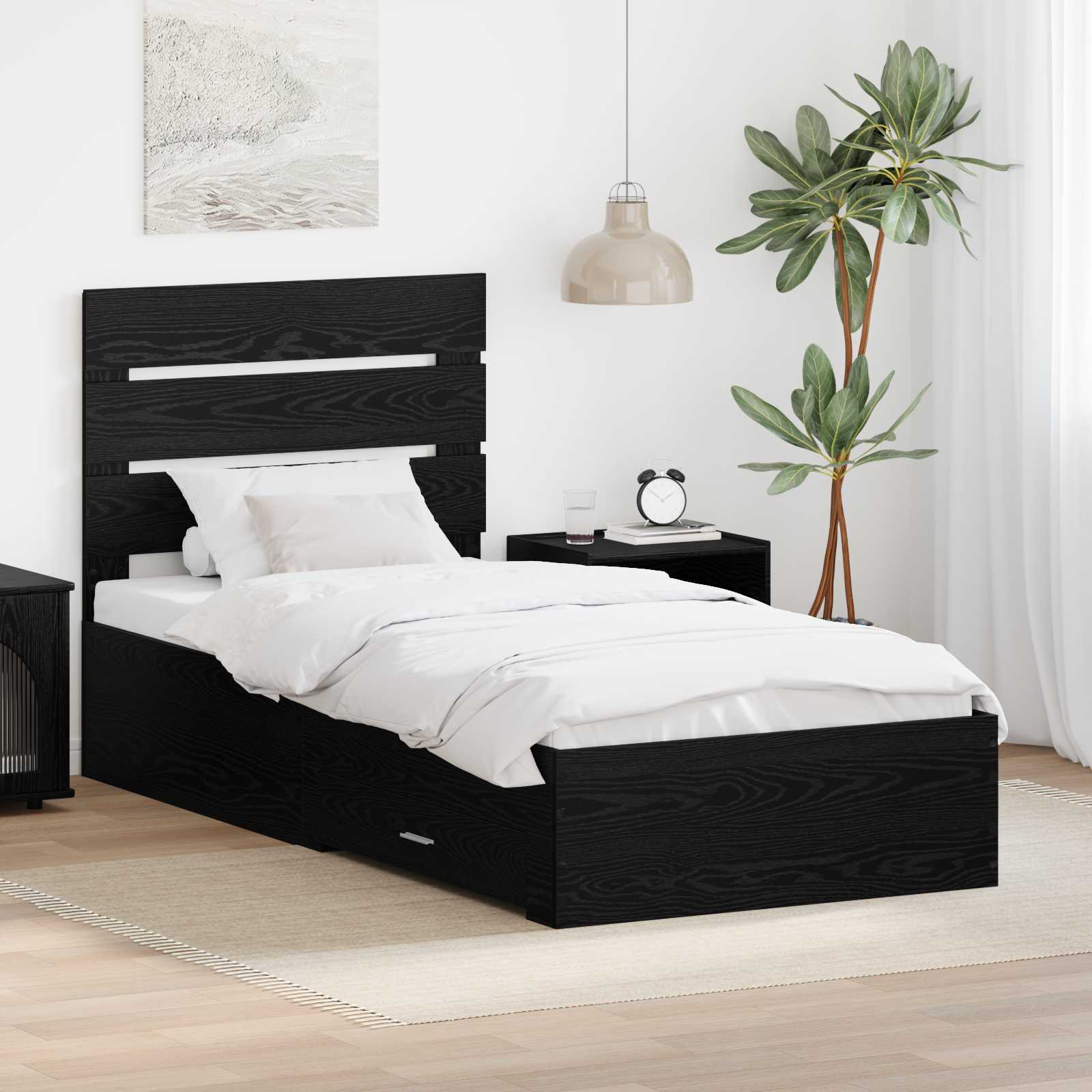 vidaXL Bedframe met lade Wit en Zilver 75 x 190 cm Bewerkt hout