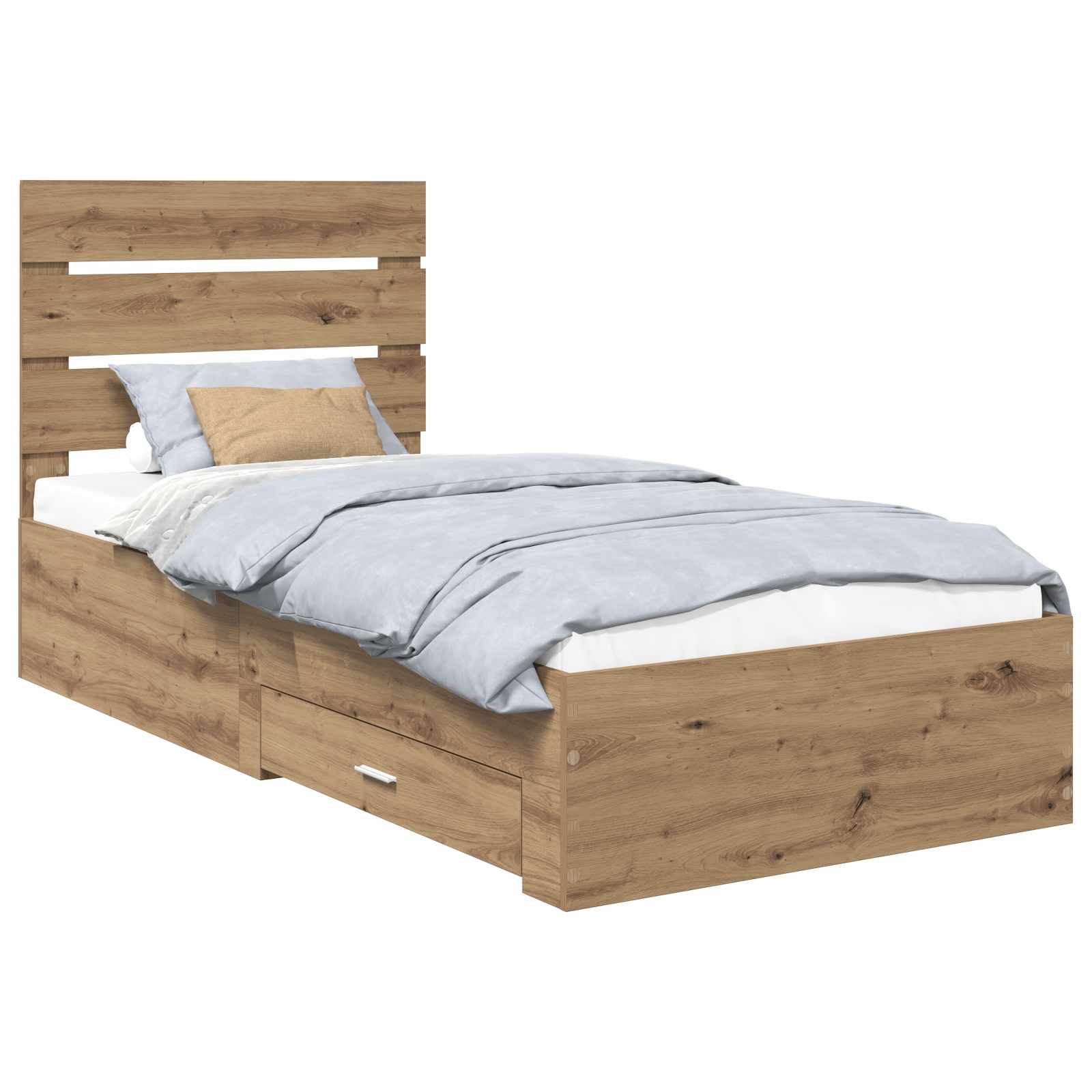 vidaXL Bedframe met lade Wit en Zilver 75 x 190 cm Bewerkt hout
