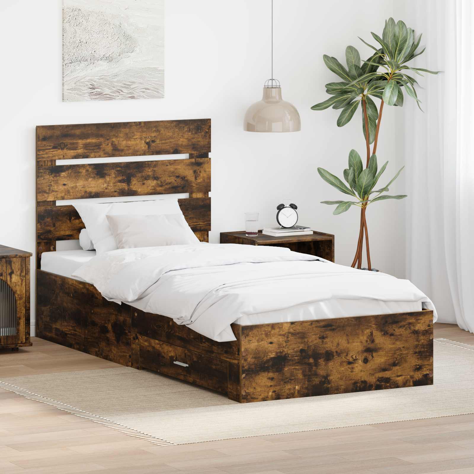 vidaXL Bedframe met lade Wit en Zilver 75 x 190 cm Bewerkt hout