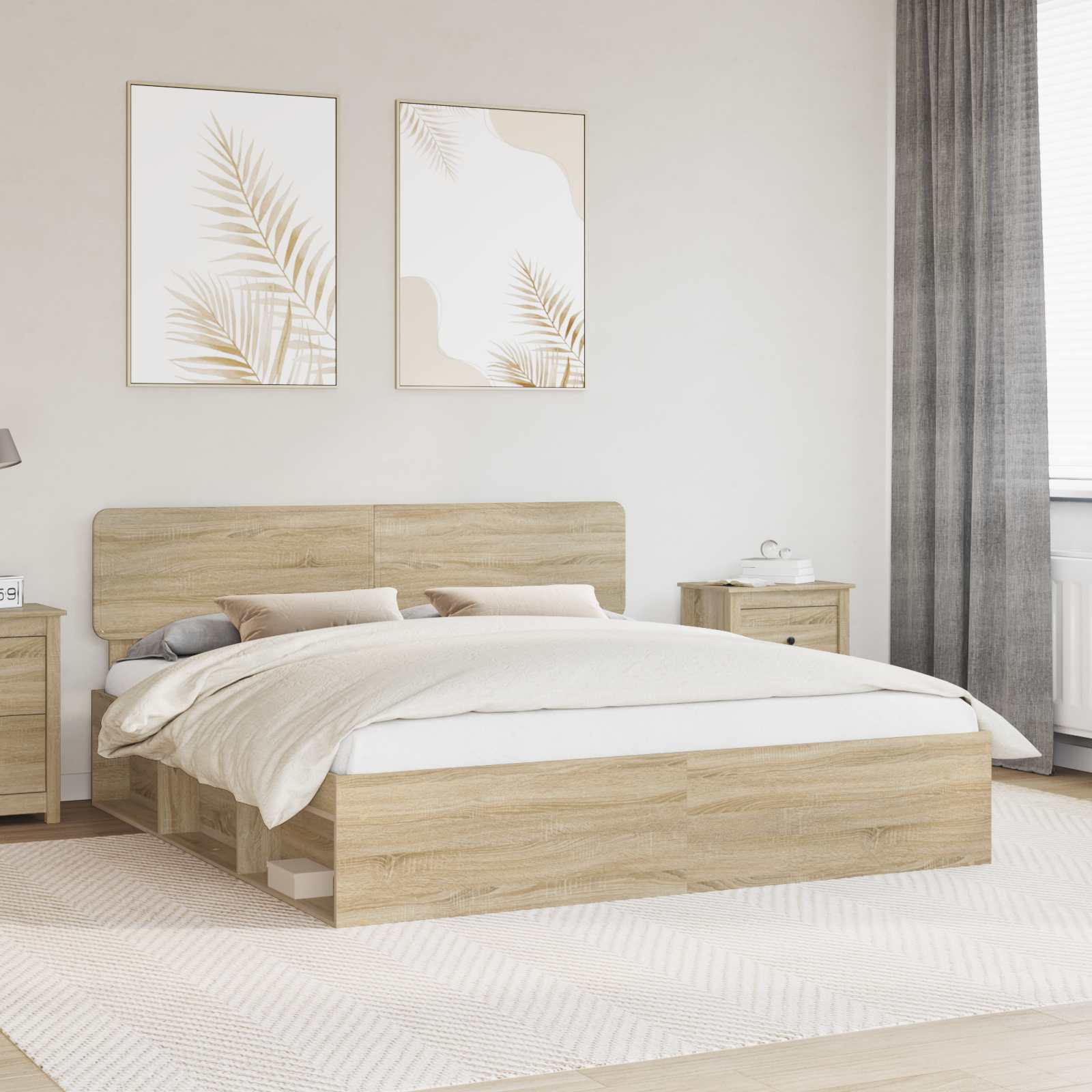 vidaXL Bedframe met hoofdeinde Wit 200 x 200 cm Massief grenenhout