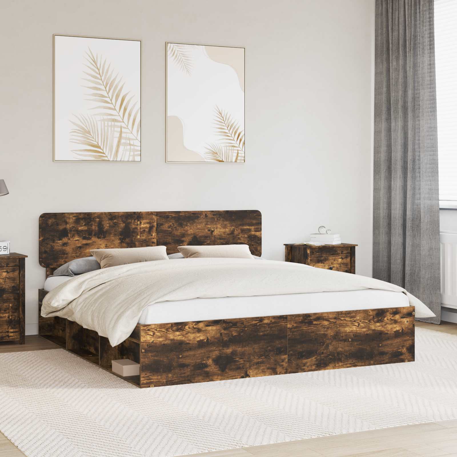 vidaXL Bedframe met hoofdeinde Wit 200 x 200 cm Massief grenenhout
