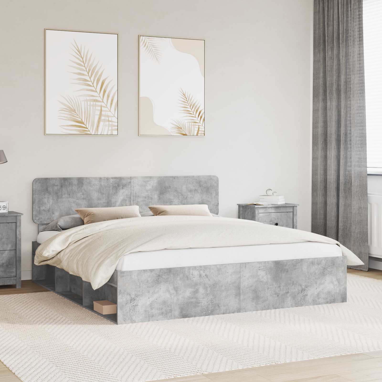 vidaXL Bedframe met hoofdeinde Wit 200 x 200 cm Massief grenenhout